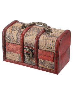 Cofre del Tesoro Vintage ELLDOO - Caja de Madera 15x8x9 cm