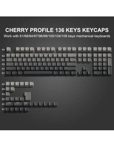 Juego de Teclas Dagaladoo PBT 136 Teclas Gris Retroiluminadas