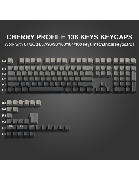 Juego de Teclas Dagaladoo PBT 136 Teclas Gris Retroiluminadas