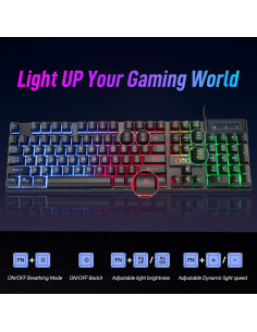 Teclado Gaming CHONCHOW con Cable 104 Teclas Retroiluminado LED 2