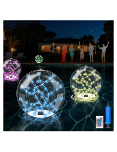 Luces Flotantes Solares Waputne 35.56 cm IP68 2 Pcs con Control Remoto
