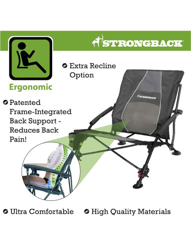 Silla de Playa Plegable STRONGBACK Reclinable con Soporte Lumbar