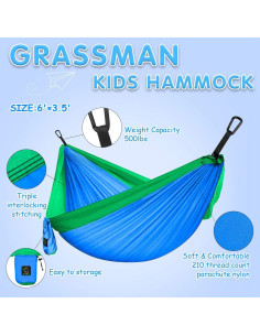 Hamaca para Niños Grassman 1.83x1.10m Azul y Verde 2