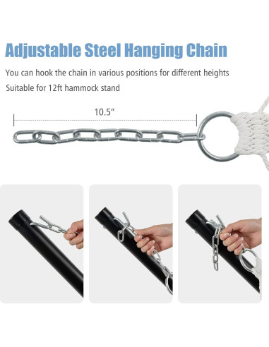 Hamaca Plegable GYMAX con Almohada y Barras de Madera 141x191cm