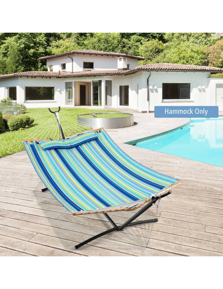 Hamaca Plegable GYMAX con Almohada y Barras de Madera 141x191cm