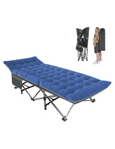 Cama de Camping Plegable Torin Azul y Gris 190.5x71.1 cm