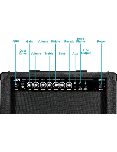 Amplificador Combo de Guitarra Monoprice 40W 1x10 Reverb