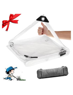 Lona Transparente Harmkrola 2.4x2.4m Impermeable 16Mil PVC