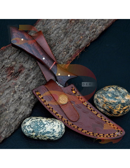 Cuchillo de Caza Personalizado Genérico Acero Damasco 22.86 cm