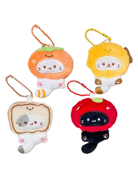 4 Llavero Suave de Peluche Gato Taiyaki y Animales