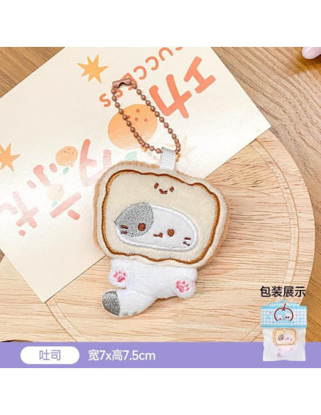 4 Llavero Suave de Peluche Gato Taiyaki y Animales