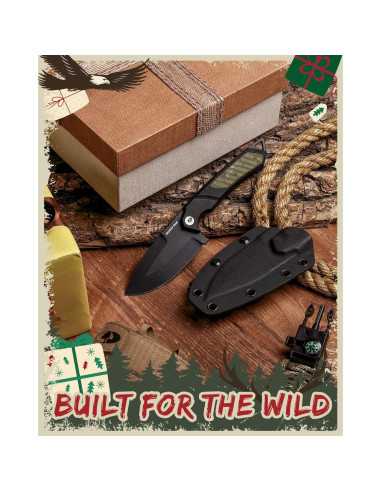 Cuchillo de hoja fija Mossy Oak 20.32 cm con funda Kydex