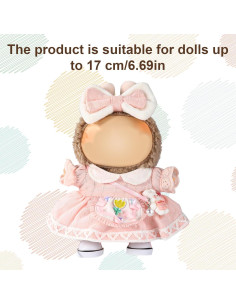 Conjunto de Ropa de Muñeca Kawaii Lyreh 4 Piezas Rosa 15-17cm 2