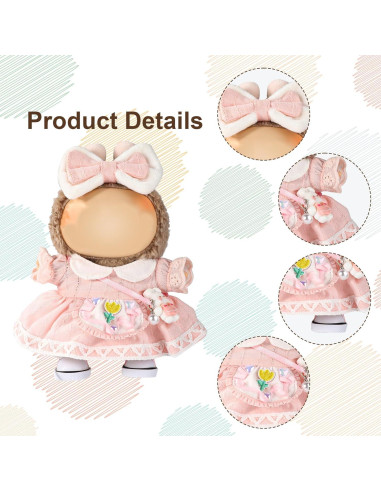 Conjunto de Ropa de Muñeca Kawaii Lyreh 4 Piezas Rosa 15-17cm