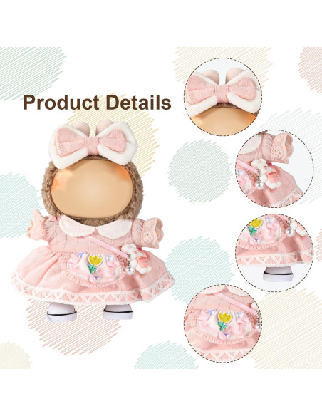 Conjunto de Ropa de Muñeca Kawaii Lyreh 4 Piezas Rosa 15-17cm