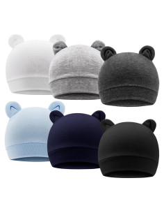 Gorros para Bebés AQOKKA con Orejas de Oso - 0-3 Meses