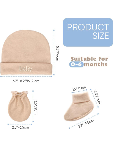 Conjunto de Gorro, Manoplas y Calcetines BQUBO 0-6 Meses