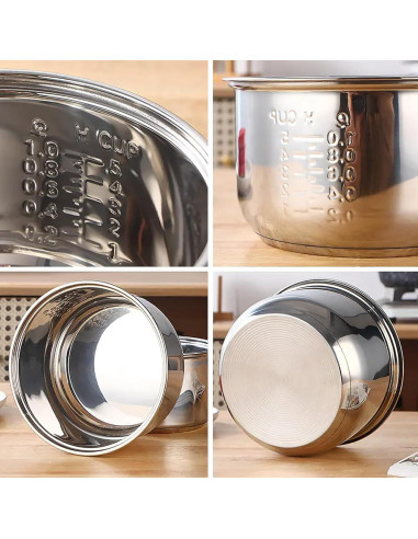 Olla Interna de Arroz Genérico 1.6L Acero Inoxidable Antiadherente