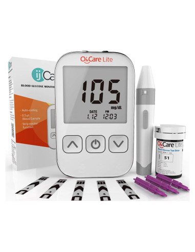 Kit de Prueba de Azúcar en Sangre ijCare Lite - Glucómetro con 50 Tiras y Lancetas