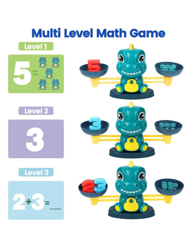 Juguete Educativo de Equilibrio Matemático Dinosaurios - 30 Tarjetas