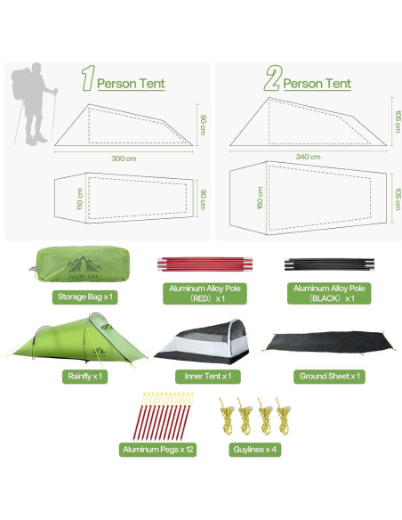 Tienda de Camping Ultraligera Night Cat ZP-U2-1P Verde 1 Persona