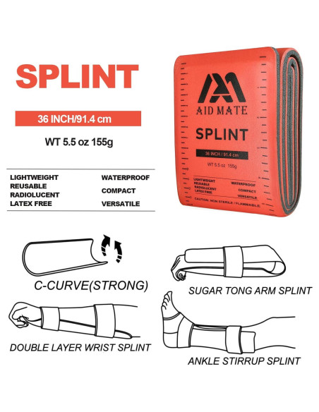 Férula de Primeros Auxilios AID MATE 91.4 cm Naranja-Gris