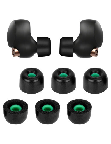 3 Pares Tapones Espuma Viscoelástica Sony WF-1000XM4 (M, Negro)