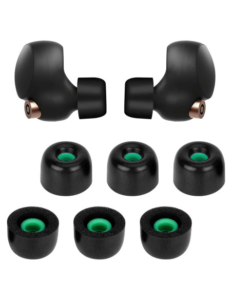 3 Pares Tapones Espuma Viscoelástica Sony WF-1000XM4 (M, Negro)