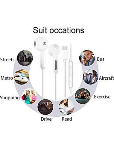 Auriculares USB C ANLTOXLUS 2 Paquete con Micrófono y Control