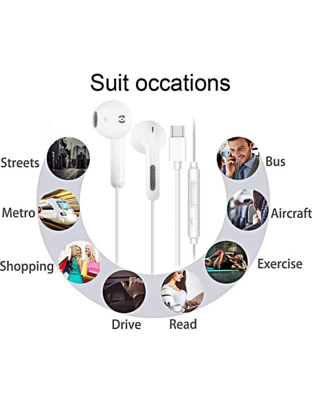 Auriculares USB C ANLTOXLUS 2 Paquete con Micrófono y Control