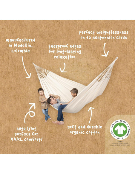 Hamaca Extra Grande LA SIESTA Modesta Algodón Orgánico 200 Kg Hamaca Extra Grande LA SIESTA Modesta Algodón Orgánico 200 Kg