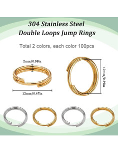 Anillos de Salto Doble Bucle SUNNYCLUE 200Pcs Acero Inoxidable 2