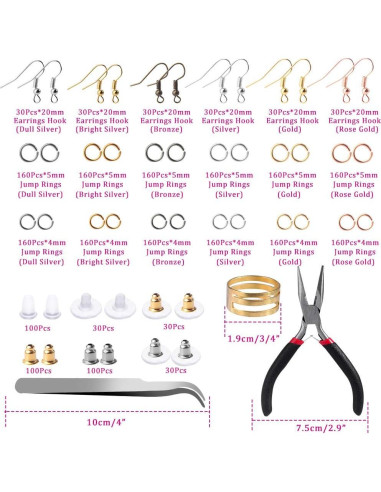 Kit de 2500 Ganchos Hipoalergénicos para Pendientes Hicdaw