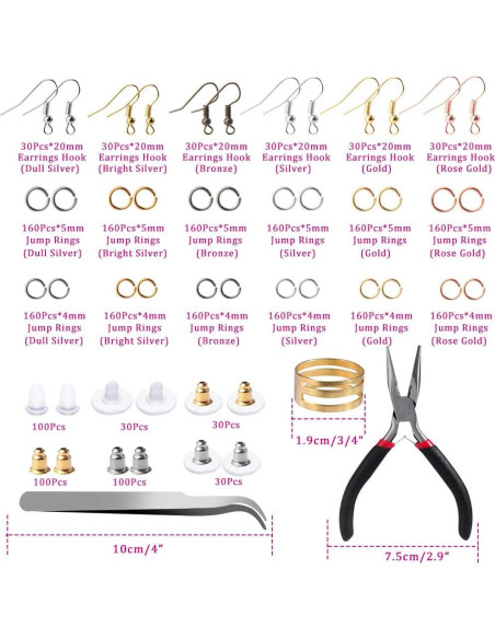 Kit de 2500 Ganchos Hipoalergénicos para Pendientes Hicdaw