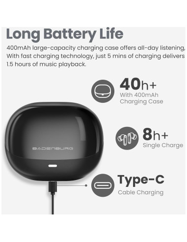 Auriculares Inalámbricos BADENBURG Airbeat 1 ANC Bluetooth 5.3