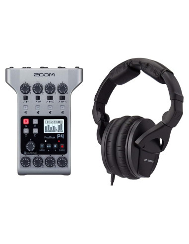 Grabadora de Podcast Zoom PodTrak P4 + Auriculares Sennheiser HD 280 PRO
