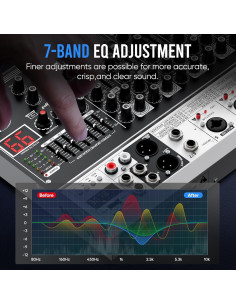 Mezclador de Audio BAXS K700 7 Canales USB Bluetooth 48V 2