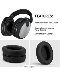 Almohadillas de Reemplazo Brainwavz para Auriculares Grandes - PU Negro 2