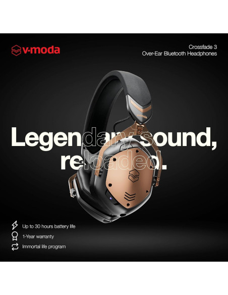 Auriculares V-MODA Crossfade 3 Diadema Inalámbricos Negro Bronce