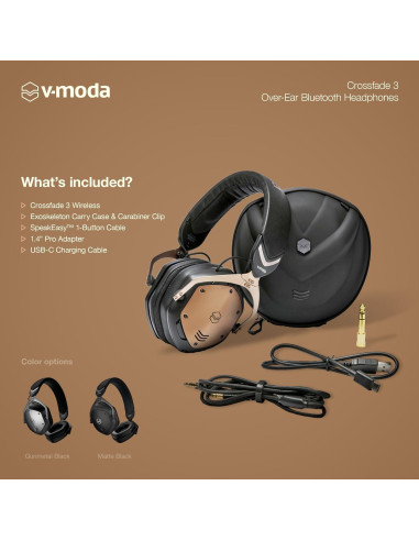 Auriculares V-MODA Crossfade 3 Diadema Inalámbricos Negro Bronce