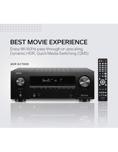 Receptor AV Denon AVR-X2700H 8K 7.2 Canales 95W