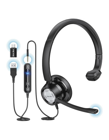 Auriculares USB New Bee H365 con micrófono y cancelación de ruido