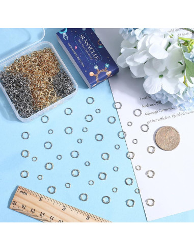 Anillas Abiertas Doradas SUNNYCLUE 800 Pcs Acero Inoxidable