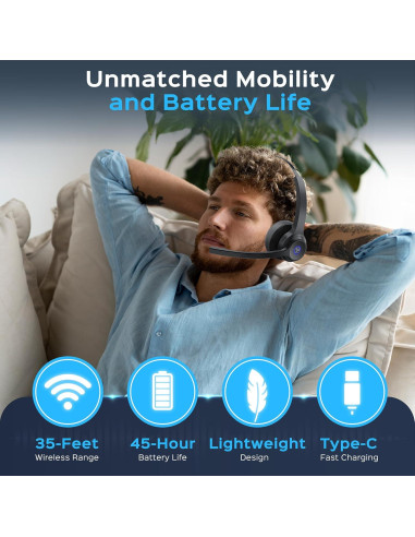 Auricular Bluetooth TREBLAB C7 - 45H, IPX4, Carga Rápida