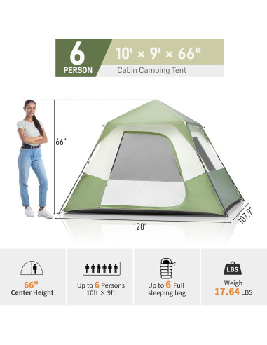 Tienda de Camping Outvita 6 Personas Impermeable Instantánea