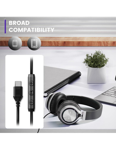Auriculares USB C INFURTURE FTBH118AB con Micrófono y Control