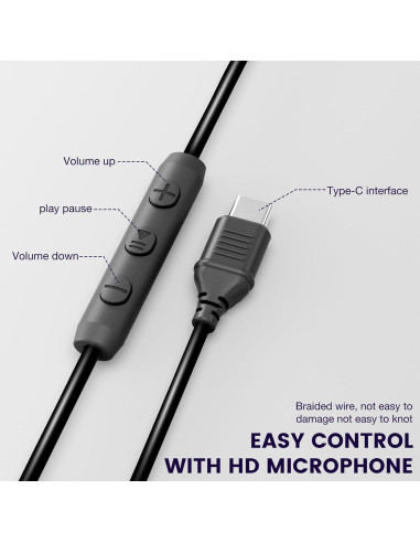 Auriculares USB C INFURTURE FTBH118AB con Micrófono y Control