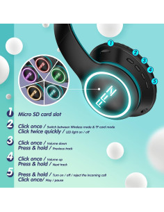 Auriculares Inalámbricos FFZ K21 para Niños con Micrófono y LED 2