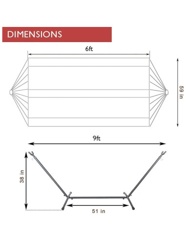 Hamaca Doble Ajustable TechFaith con Soporte de Acero 274cm