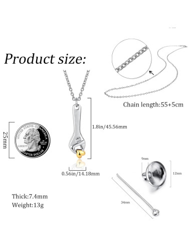 Collar de cremación de llave inglesa LuxglitterLin para cenizas